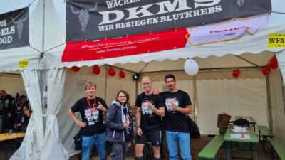 DKMS Volunteers am Aktionsstand im Camp der Wacken Foundation